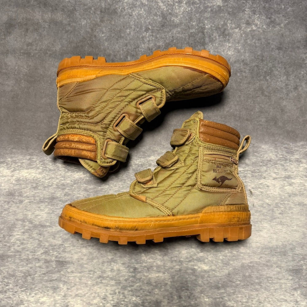 VTG KangaROOS Boots Women 7.5 Olive Green Quilted Pocket Water Resistant